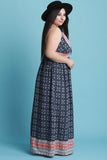 Double Spaghetti Straps V-Neck Bohemian Maxi Dress