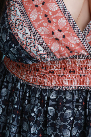Double Spaghetti Straps V-Neck Bohemian Maxi Dress