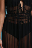 Polka Dot Striped Mesh Halter Cover Up Maxi Dress