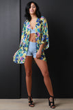Floral Chiffon Open Front Kimono Cardigan