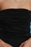 Strapless Ruched Tiered Ruffle Jumpsuit