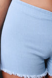 Stretch Denim Frayed Cut Off Shorts
