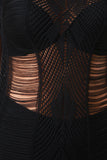 Sleeveless Shredded Knit Tassel Cover Up Maxi Dress