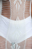 Sleeveless Shredded Knit Tassel Cover Up Maxi Dress