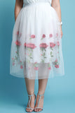 Floral Embroidered Tulle A-Line Skirt