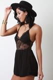 Crochet V-Neck Ruched Strappy Sleeveless Romper