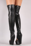 Slashed Over-The-Knee Platform Wedge Boots