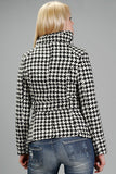 Funnel Neck Houndstooth Coat