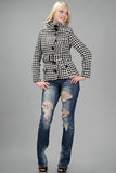 Funnel Neck Houndstooth Coat