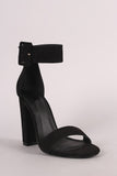 Suede Ankle Strap Chunky Heel