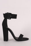 Suede Ankle Strap Chunky Heel