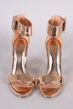 Metallic Patent Ankle Strap Chunky Heel