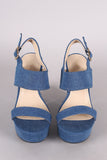 Denim Open Toe Chunky Platform Heel