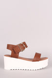 Open Toe Ankle Strap Flatform Wedge