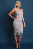 Jersey Knit Weave Tube Bodycon Midi Dress