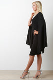 Plunging Neck Open Cape Sleeve Midi Dress