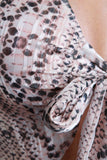 Snake Print Self-Tie Long Sleeve Crop Top