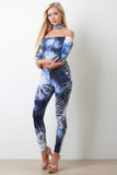Galaxy Print Choker Bardot Jumpsuit