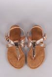 Metallic Strappy Crisscross Slingback Thong Flat Sandal