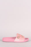 Velvet Grommet Embellished Slide Sandal
