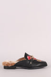 Wild Diva Lounge Embroidered Floral Horsebit Mule Flat