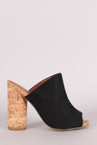 Suede Peep Toe Slip On Mule Cylindrical-Heel