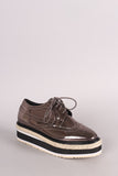 Perforated Patent Lace-Up Platform Oxford