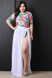 Semi-Sheer Mesh Self-Tie Cover Up Maxi Skirt