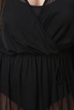 Surplice Cutout Long Sleeve Mesh Maxi Dress