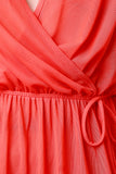 Surplice Cutout Long Sleeve Mesh Maxi Dress
