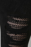 Mineral Wash Distressed Fishnet Insert High Rise Leggings