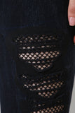 Mineral Wash Distressed Fishnet Insert High Rise Leggings