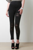 Mineral Wash Distressed Fishnet Insert Leggings