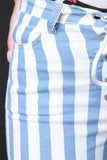 Horizontal Stripe Lace-Up Skinny Pants