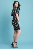 Polka Dot Short Bell Sleeve Midi Dress