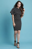 Polka Dot Short Bell Sleeve Midi Dress