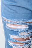 Distressed Chambray Mid Rise Jogger Pants