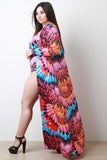 Exotic Feather Printed Floor Swept Cardigan