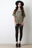 Single Embroidered Rose Distress T-Shirt Top