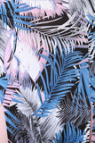 Tropical Palm Leaf Open Midriff Double Slit Maxi Dress