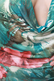 Floral Draped Halter Double Slit Maxi Dress
