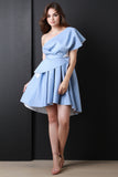 One Shoulder Drape Skater Dress