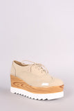 Perforated Patent Lug Sole Lace Up Oxford Platform Wedge