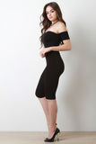 Mesh-Inset Strapless Off-The-Shoulder Capri Jumpsuit