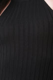 Ribbed Knit Leg Slit Bodycon Dress