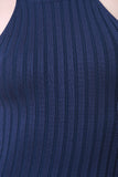 Ribbed Knit Leg Slit Bodycon Dress