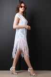 Loose Knit Fringe Hem Cover Up Midi Dress