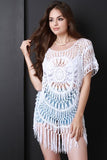 Loose Crochet Knit Fringe Cover Up Top