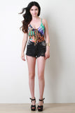 Distress Cheeky High Waisted Denim Shorts
