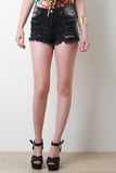 Distress Cheeky High Waisted Denim Shorts